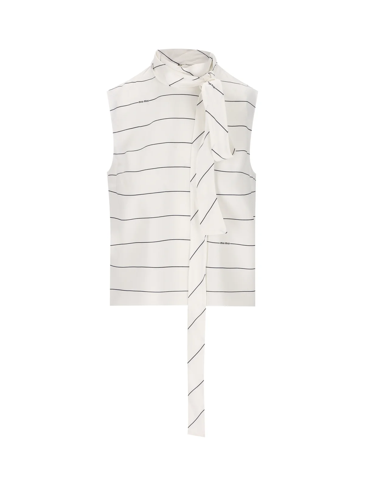 Miu Miu Tie-Neck Striped Sleeveless Top - Vault