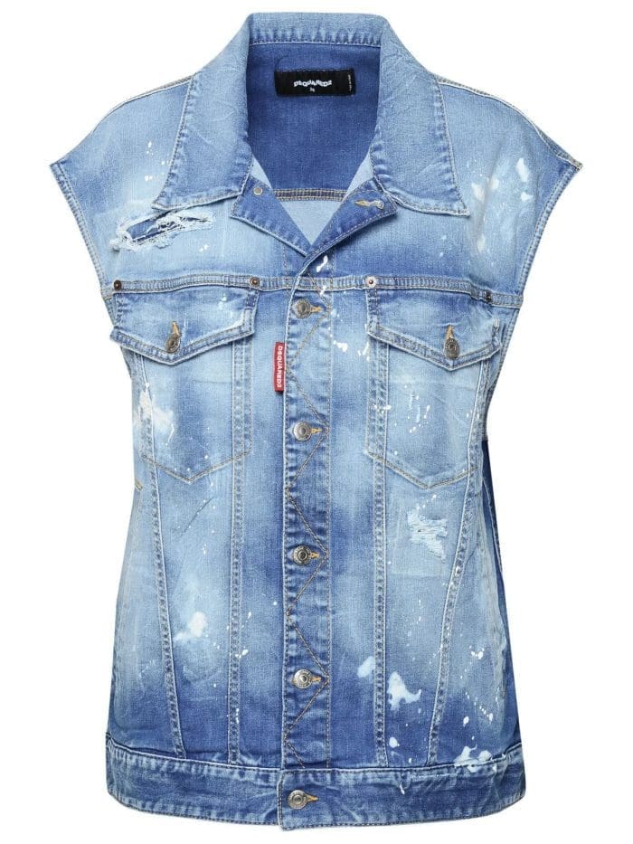 Dsquared2 Distressed Oversized Denim Vest