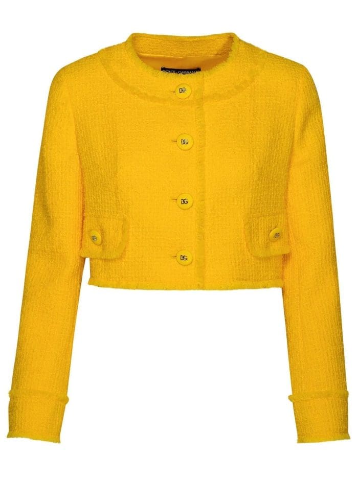 Dolce & Gabbana Frayed Hem Tweed Jacket