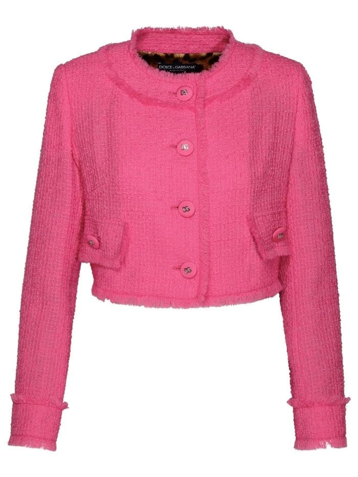 Dolce & Gabbana Frayed Hem Tweed Jacket