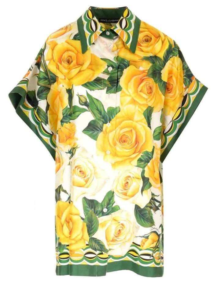 Dolce & Gabbana Rose Printed Short-Sleeved Shirt