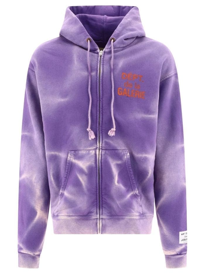 Gallery Dept. Tie-Dyed Zip-Up Drawstring Hoodie