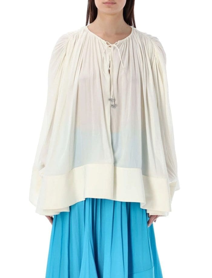 Lanvin Pleated Drop-Shoulder Kaftan