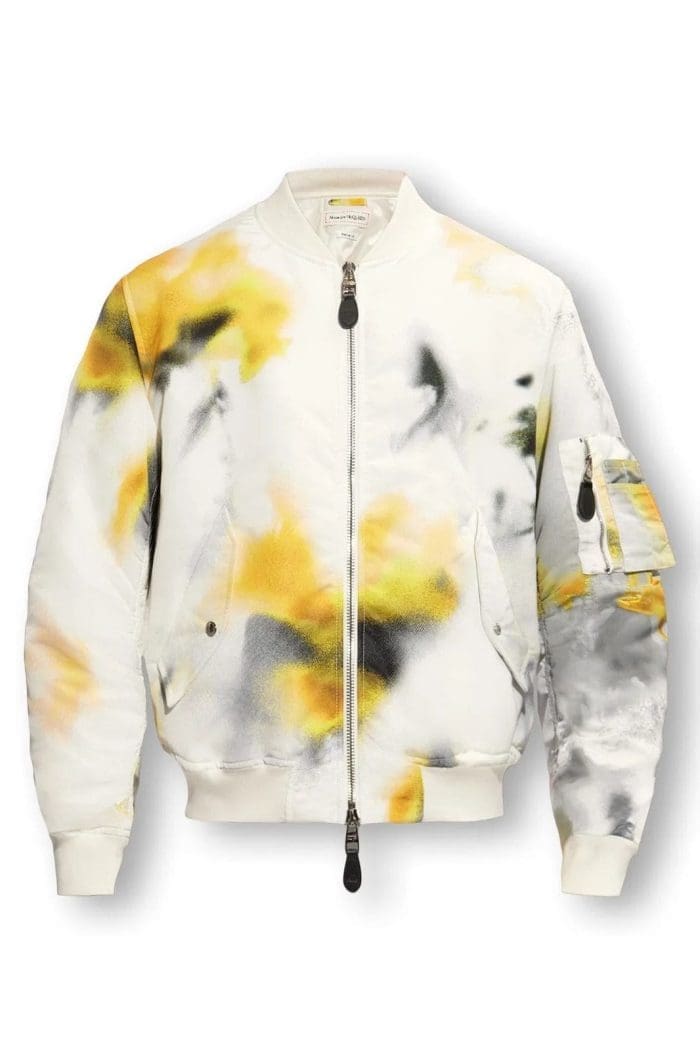 Alexander McQueen Obscured Flower Zipped Padded Bomber Jacket