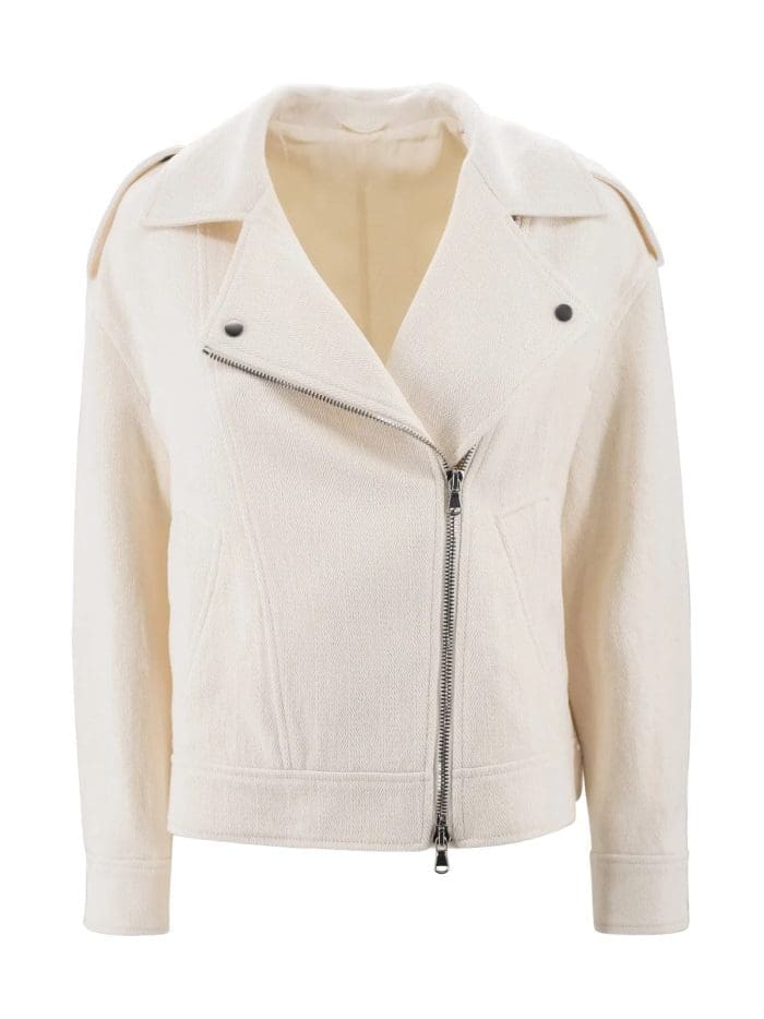 Brunello Cucinelli Long-Sleeved Zipped Biker Jacket