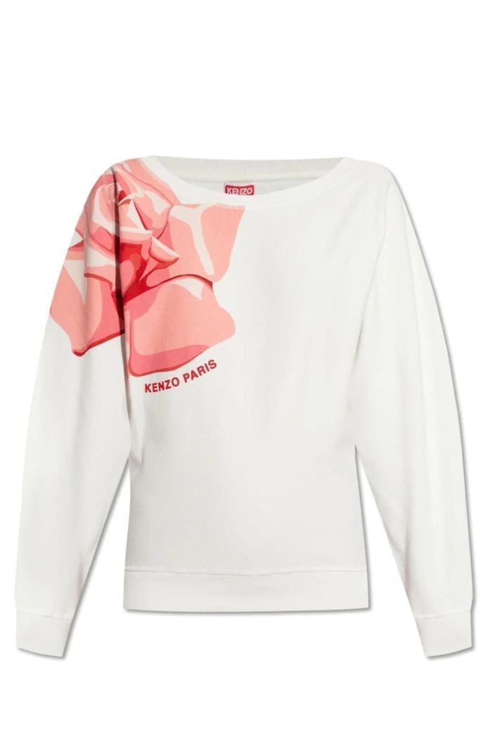 Kenzo Rose Printed Batwing Oversized Sweatshirt