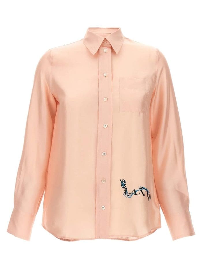 Lanvin Logo Printed Curved Hem Shirt