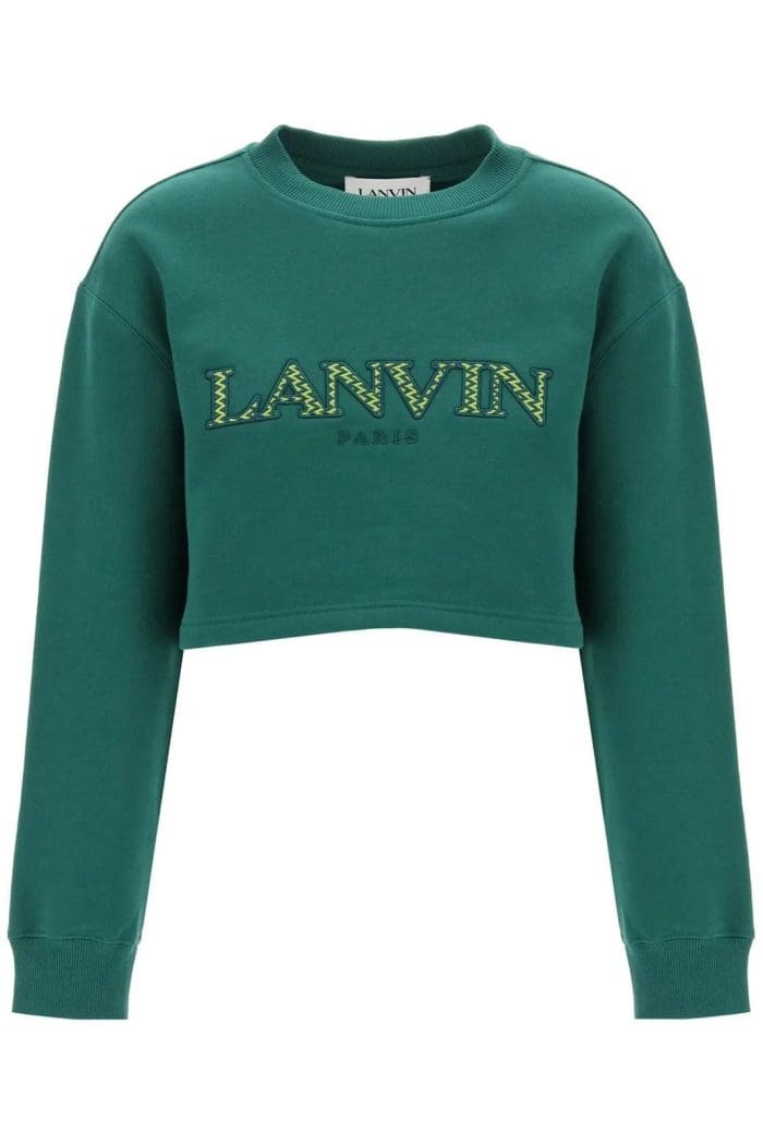 Lanvin Logo Embroidered Crewnek Cropped Sweatshirt