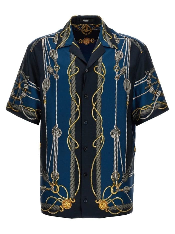 Versace Nautical Print Short-Sleeved Buttoned Shirt