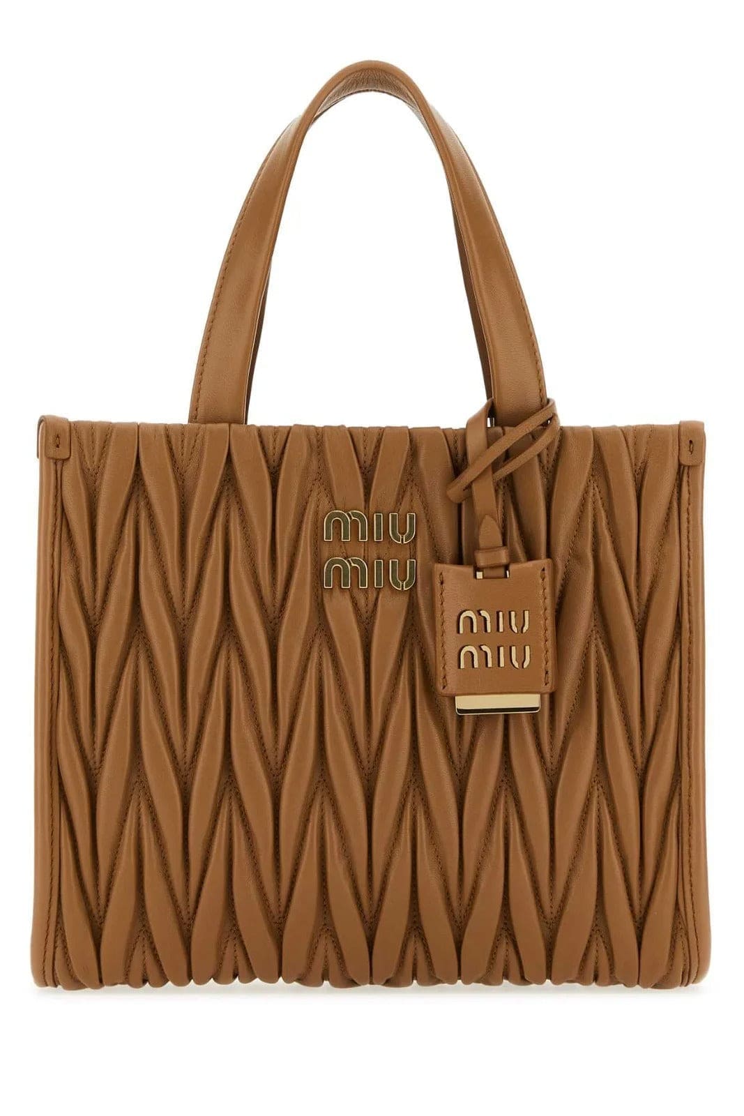 Miu Miu Matelasse Logo Plaque Tote Bag