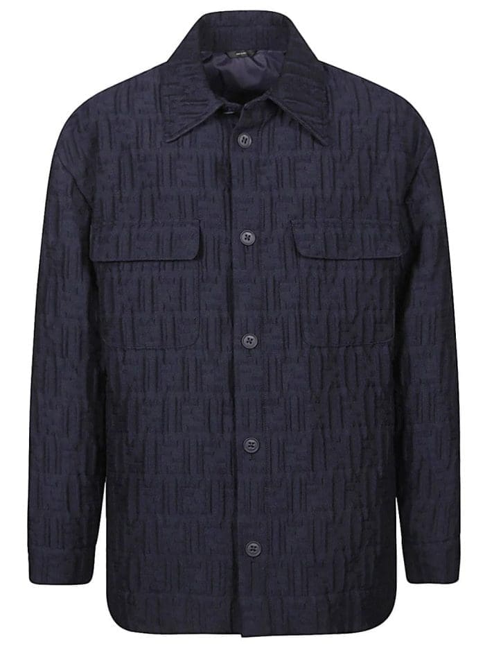 Fendi Monogrammed Collared Long-Sleeve Shirt