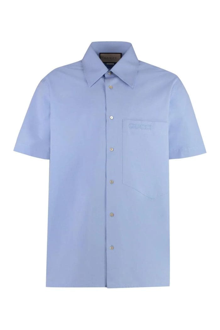 Gucci Logo Embroidered Poplin Shirt