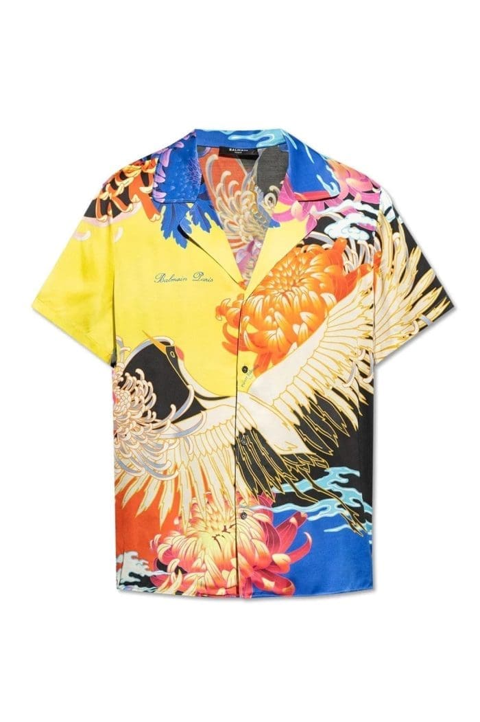 Balmain Crane Printed Satin Shirt