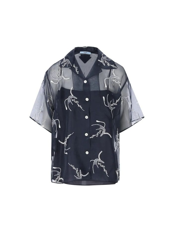 Prada Embroidered Organza Shirt