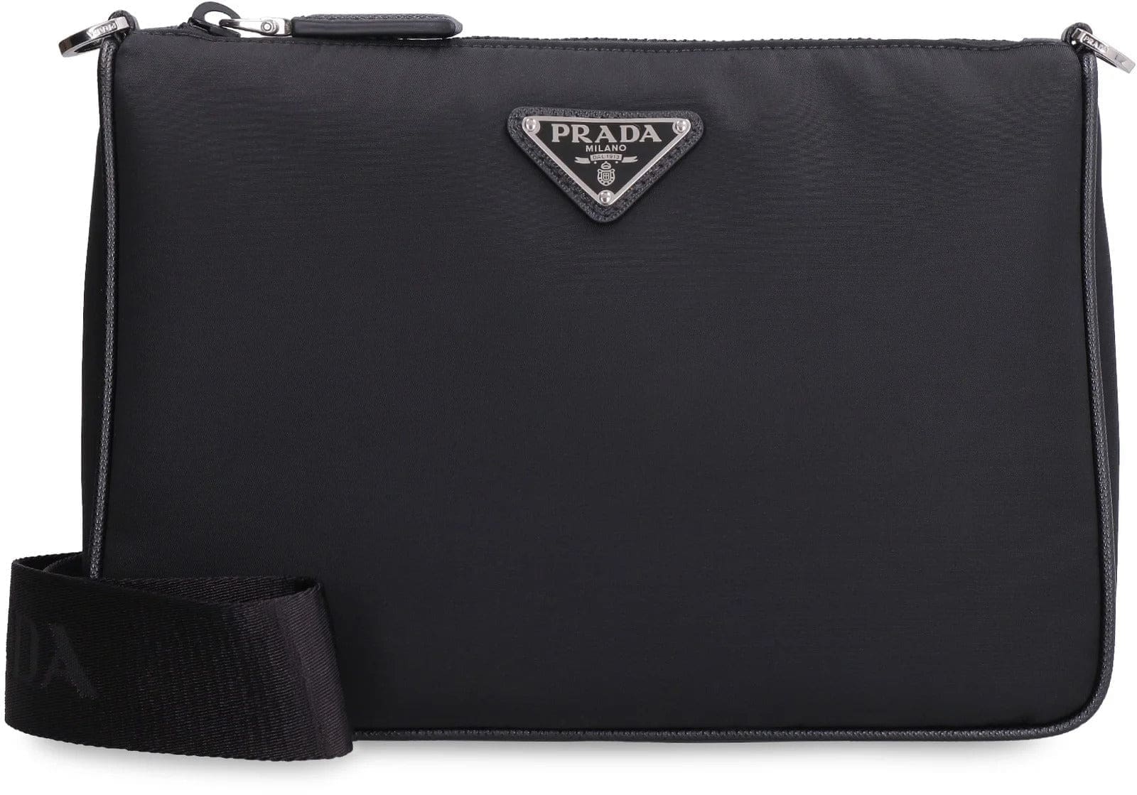 Prada Logo Plaque Zipped Messenger Bag