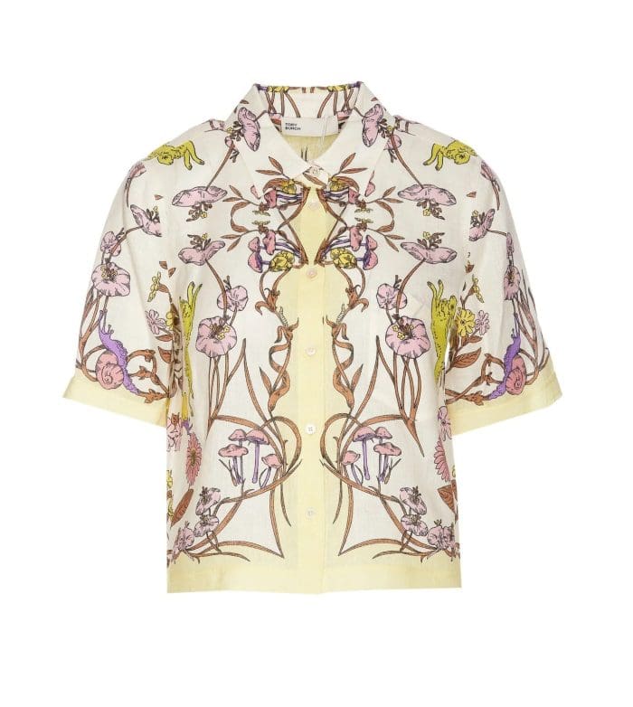 Tory Burch Botanical-Printed Short Sleeved Shirt