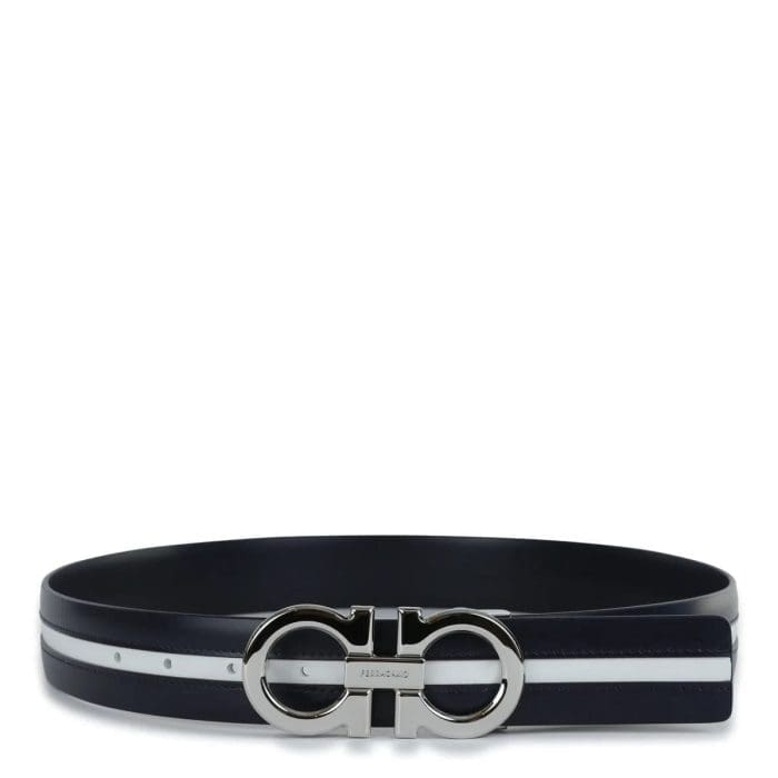 Salvatore Ferragamo Gancini-Buckle Striped Belt